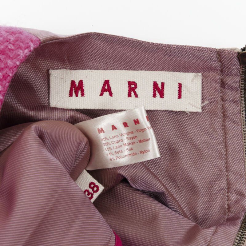 Marni MARNI pink wool tweed gathered pleat contrast back sleeveless dress IT38 XS Size XS / US 0-2 / IT 36-38 - 11 Thumbnail