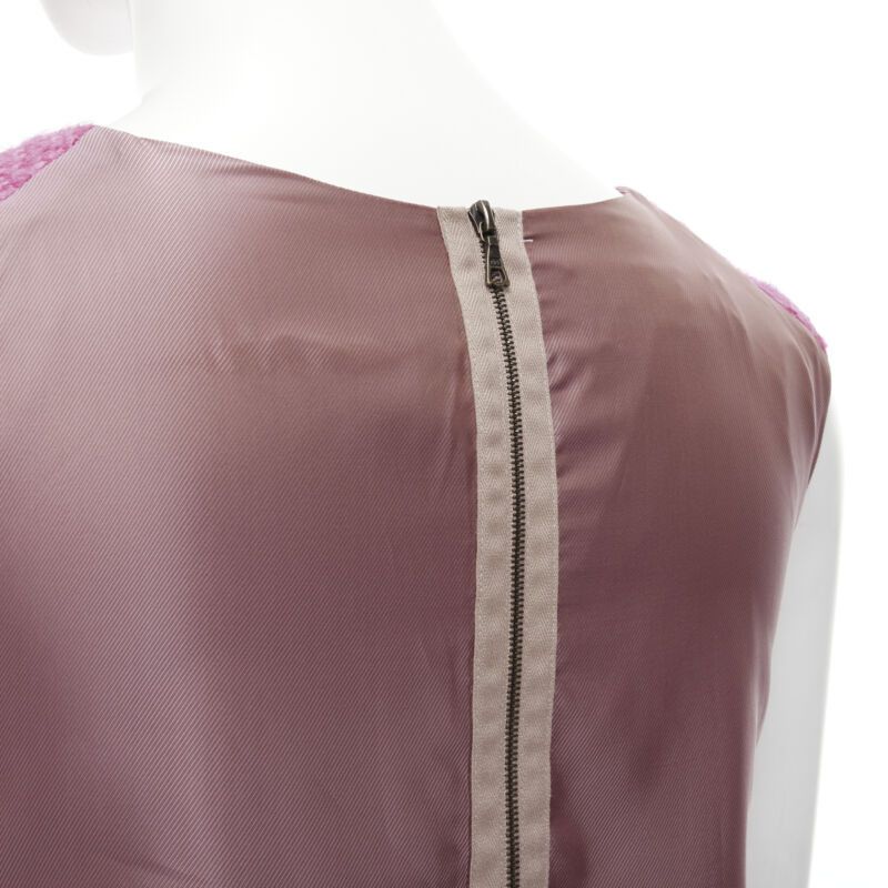 Marni MARNI pink wool tweed gathered pleat contrast back sleeveless dress IT38 XS Size XS / US 0-2 / IT 36-38 - 9 Thumbnail