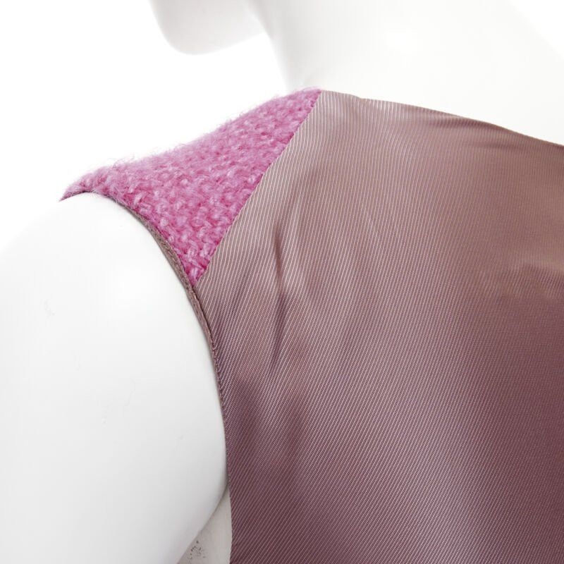 Marni MARNI pink wool tweed gathered pleat contrast back sleeveless dress IT38 XS Size XS / US 0-2 / IT 36-38 - 8 Thumbnail