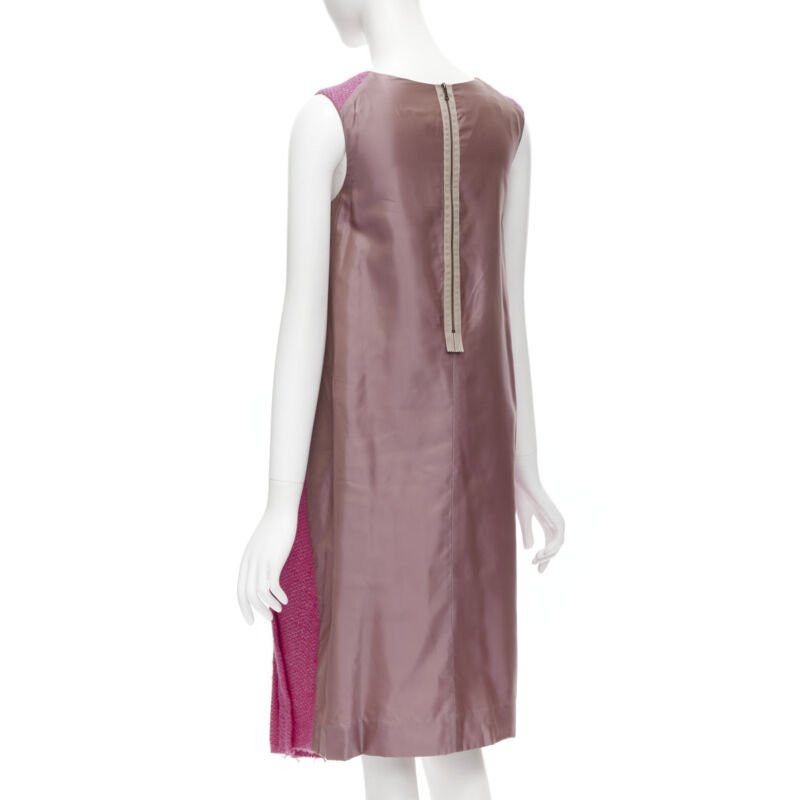 Marni MARNI pink wool tweed gathered pleat contrast back sleeveless dress IT38 XS Size XS / US 0-2 / IT 36-38 - 6 Thumbnail
