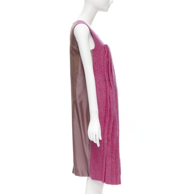 Marni MARNI pink wool tweed gathered pleat contrast back sleeveless dress IT38 XS Size XS / US 0-2 / IT 36-38 - 4 Thumbnail
