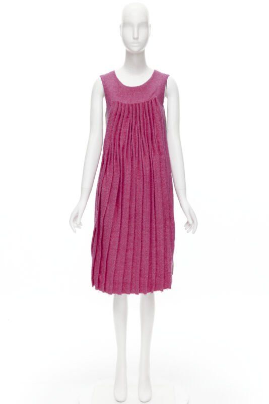Marni MARNI pink wool tweed gathered pleat contrast back sleeveless dress IT38 XS Size XS / US 0-2 / IT 36-38 - 12 Thumbnail