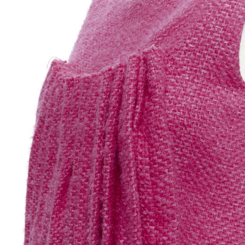 Marni MARNI pink wool tweed gathered pleat contrast back sleeveless dress IT38 XS Size XS / US 0-2 / IT 36-38 - 2 Thumbnail