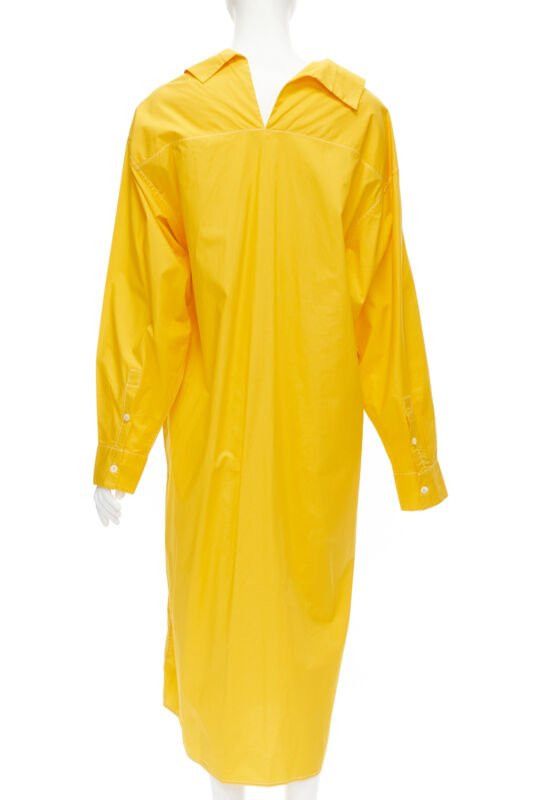 Marni MARNI egg yolk yellow cotton spread collar knee length shirt dress IT36 XS Size XS / US 0-2 / IT 36-38 - 5 Thumbnail