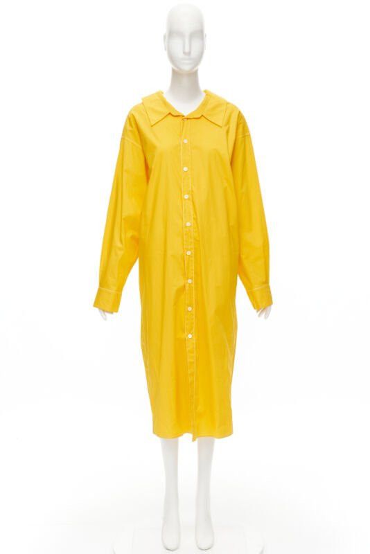 Marni MARNI egg yolk yellow cotton spread collar knee length shirt dress IT36 XS Size XS / US 0-2 / IT 36-38 - 12 Thumbnail