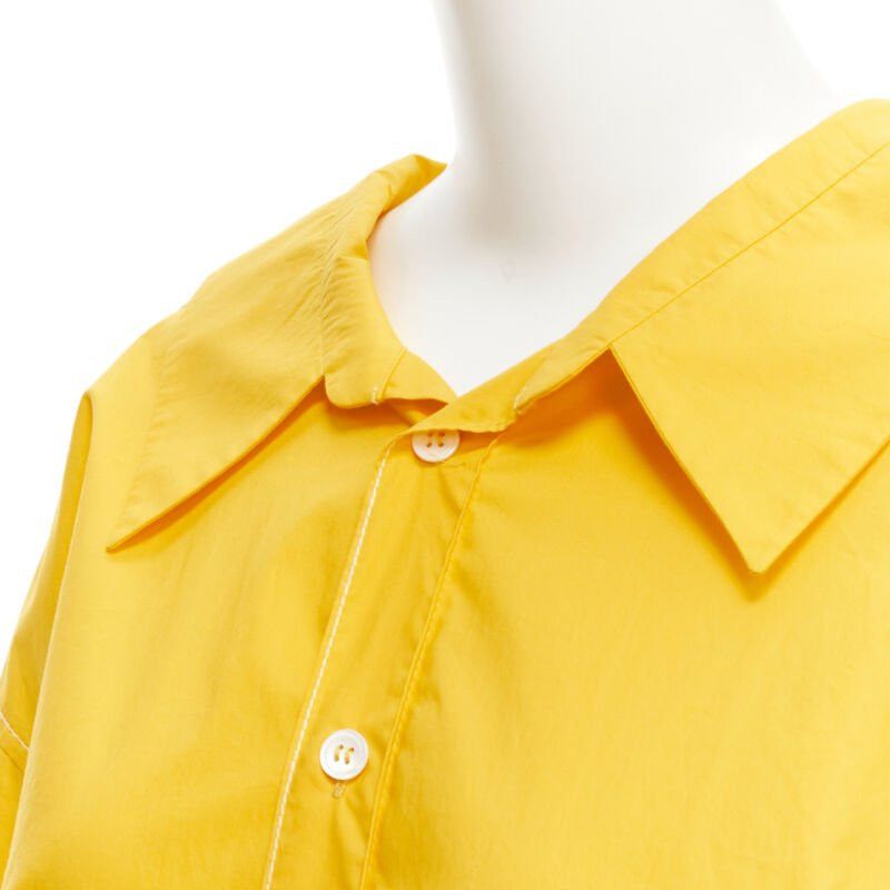 Marni MARNI egg yolk yellow cotton spread collar knee length shirt dress IT36 XS Size XS / US 0-2 / IT 36-38 - 7 Thumbnail
