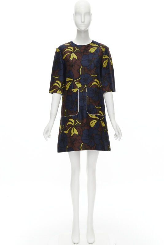 Marni MARNI floral print wool silk crepe patch pocket boxy A-line dress IT38 XS Size XS / US 0-2 / IT 36-38 - 12 Thumbnail