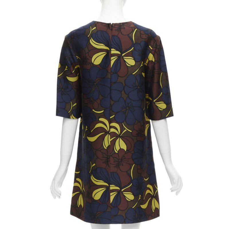 Marni MARNI floral print wool silk crepe patch pocket boxy A-line dress IT38 XS Size XS / US 0-2 / IT 36-38 - 5 Thumbnail