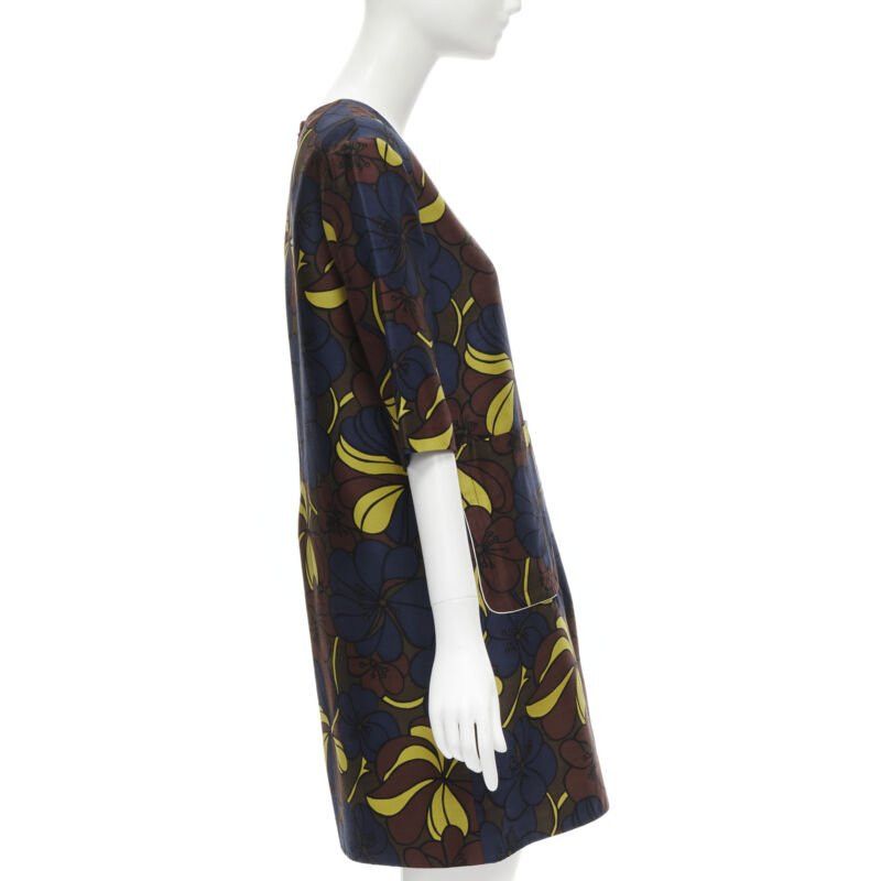 Marni MARNI floral print wool silk crepe patch pocket boxy A-line dress IT38 XS Size XS / US 0-2 / IT 36-38 - 4 Thumbnail