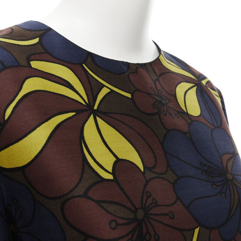Marni MARNI floral print wool silk crepe patch pocket boxy A-line dress IT38 XS Size XS / US 0-2 / IT 36-38 - 7 Thumbnail