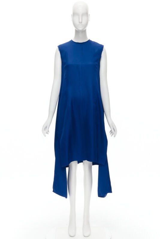 Marni MARNI cobalt blue viscose raw frayed edge step hem folded back dress IT38 XS Size XS / US 0-2 / IT 36-38 - 12 Thumbnail