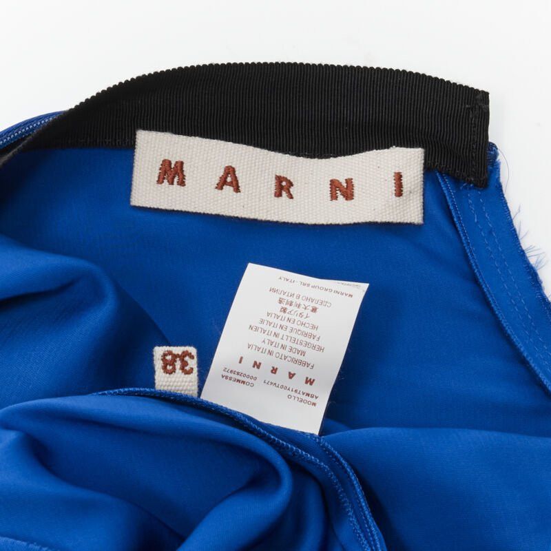 Marni MARNI cobalt blue viscose raw frayed edge step hem folded back dress IT38 XS Size XS / US 0-2 / IT 36-38 - 11 Thumbnail