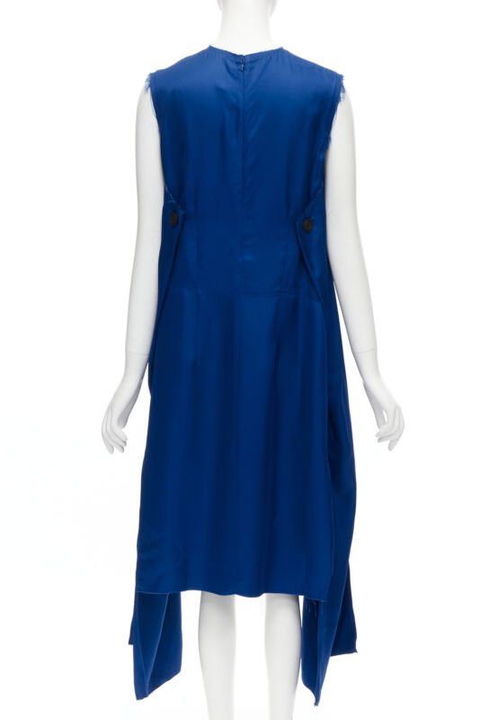 Marni MARNI cobalt blue viscose raw frayed edge step hem folded back dress IT38 XS Size XS / US 0-2 / IT 36-38 - 5 Thumbnail