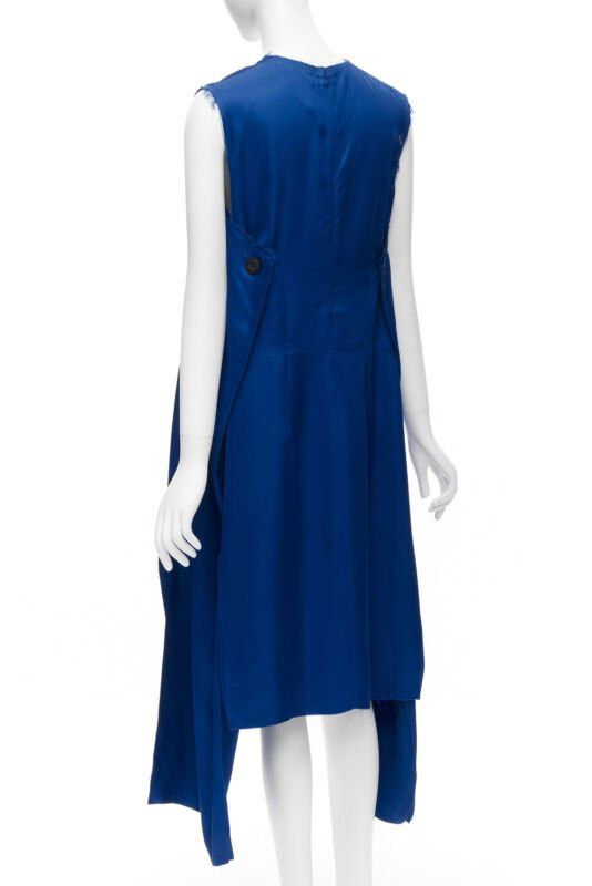 Marni MARNI cobalt blue viscose raw frayed edge step hem folded back dress IT38 XS Size XS / US 0-2 / IT 36-38 - 6 Thumbnail