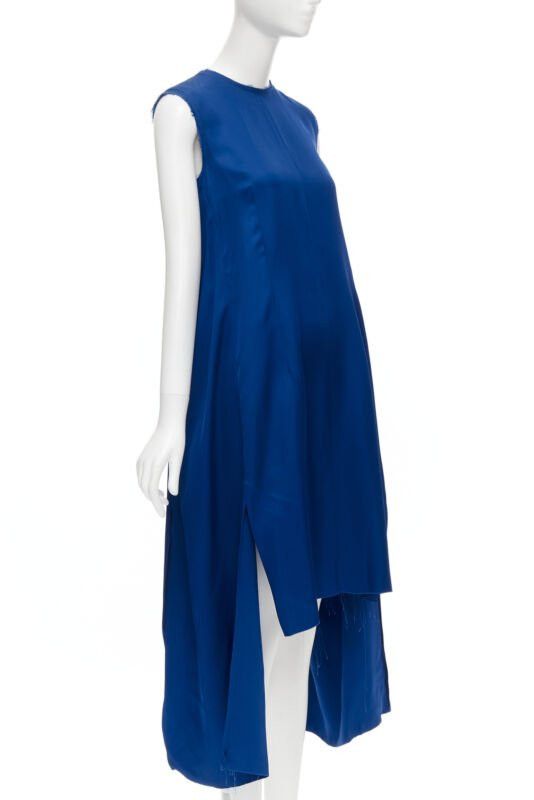 Marni MARNI cobalt blue viscose raw frayed edge step hem folded back dress IT38 XS Size XS / US 0-2 / IT 36-38 - 3 Thumbnail