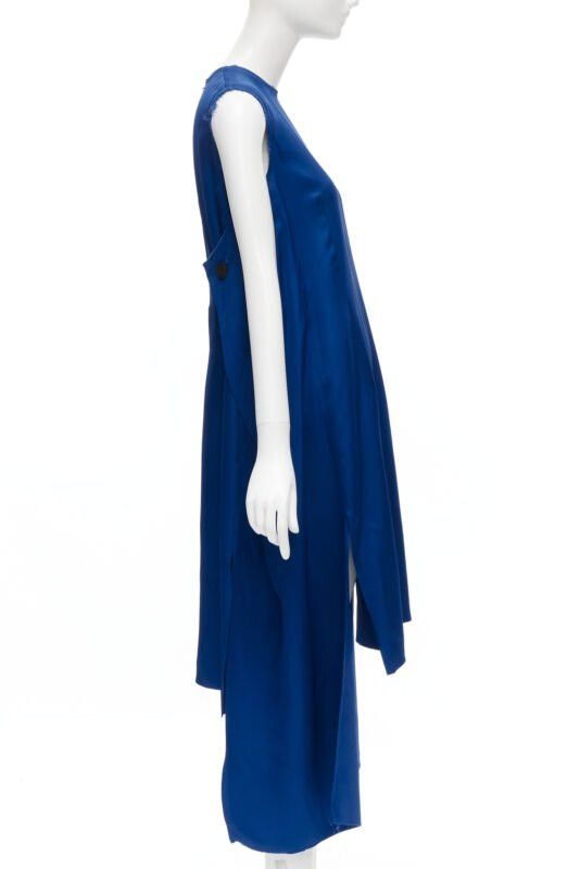 Marni MARNI cobalt blue viscose raw frayed edge step hem folded back dress IT38 XS Size XS / US 0-2 / IT 36-38 - 4 Thumbnail