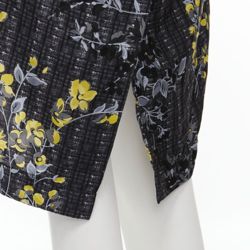 Marni MARNI grey geometric yellow floral print cowl neck 100% silk dress IT38 XS Size XS / US 0-2 / IT 36-38 - 9 Thumbnail