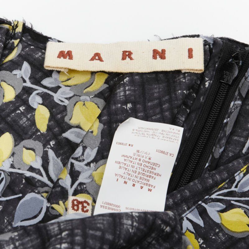 Marni MARNI grey geometric yellow floral print cowl neck 100% silk dress IT38 XS Size XS / US 0-2 / IT 36-38 - 11 Thumbnail
