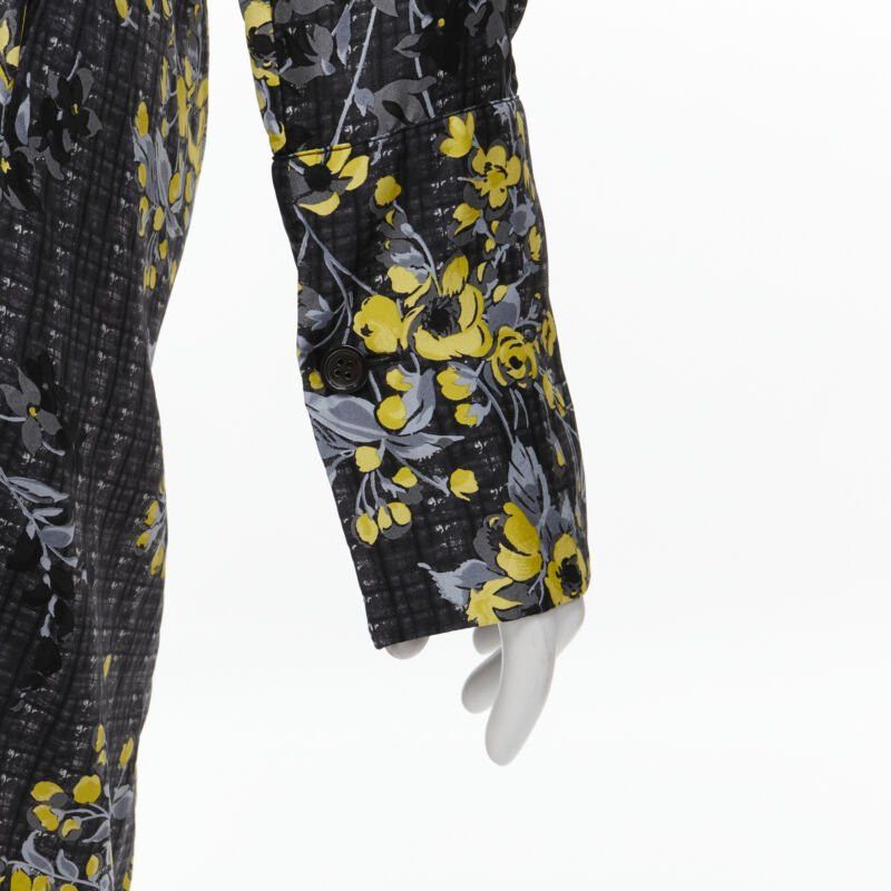 Marni MARNI grey geometric yellow floral print cowl neck 100% silk dress IT38 XS Size XS / US 0-2 / IT 36-38 - 8 Thumbnail