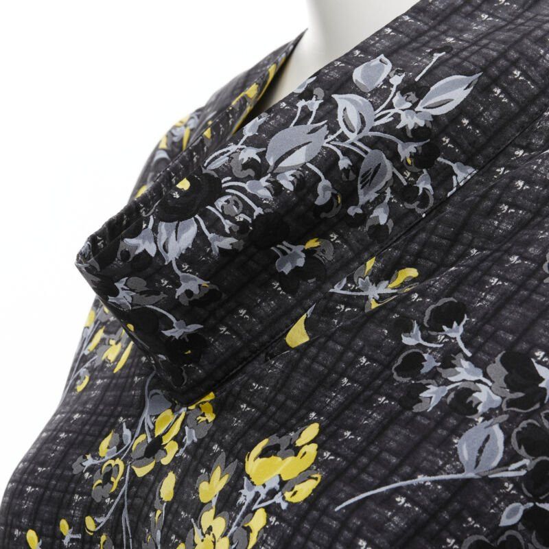 Marni MARNI grey geometric yellow floral print cowl neck 100% silk dress IT38 XS Size XS / US 0-2 / IT 36-38 - 6 Thumbnail