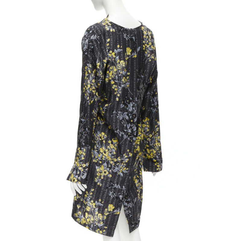 Marni MARNI grey geometric yellow floral print cowl neck 100% silk dress IT38 XS Size XS / US 0-2 / IT 36-38 - 5 Thumbnail