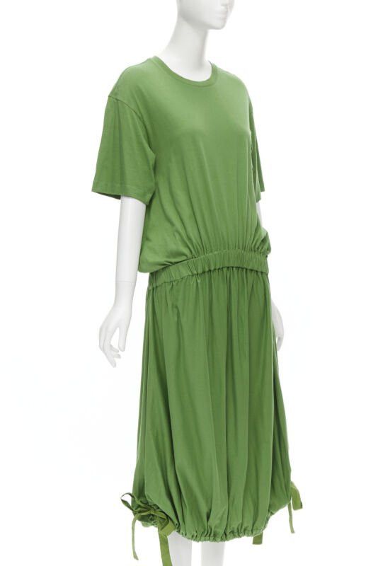 Marni MARNI green cotton waist grosgrain bow drawstring hem t-shirt dress IT38 XS Size XS / US 0-2 / IT 36-38 - 3 Thumbnail