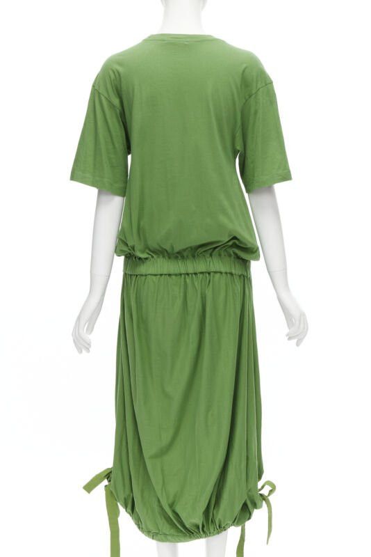 Marni MARNI green cotton waist grosgrain bow drawstring hem t-shirt dress IT38 XS Size XS / US 0-2 / IT 36-38 - 5 Thumbnail