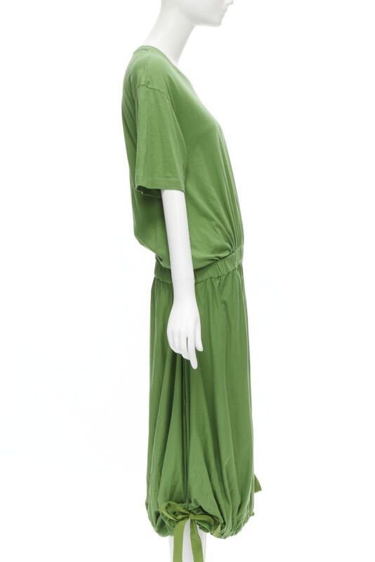 Marni MARNI green cotton waist grosgrain bow drawstring hem t-shirt dress IT38 XS Size XS / US 0-2 / IT 36-38 - 4 Thumbnail