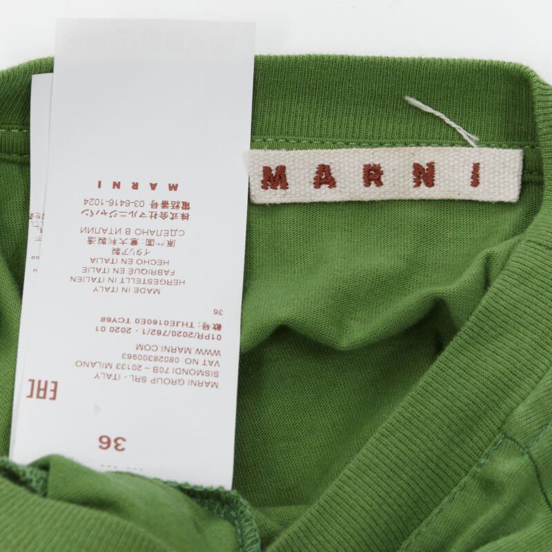 Marni MARNI green cotton waist grosgrain bow drawstring hem t-shirt dress IT38 XS Size XS / US 0-2 / IT 36-38 - 11 Thumbnail