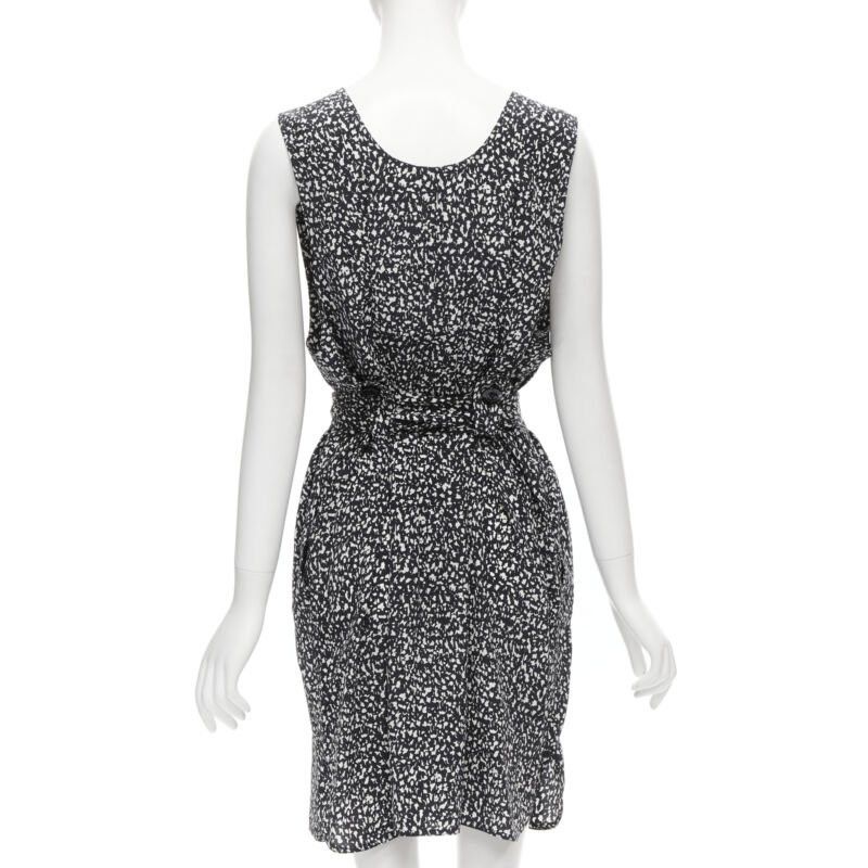 Marni MARNI 100% silk black white abstract button belted sheath dress IT38 XS Size XS / US 0-2 / IT 36-38 - 6 Thumbnail