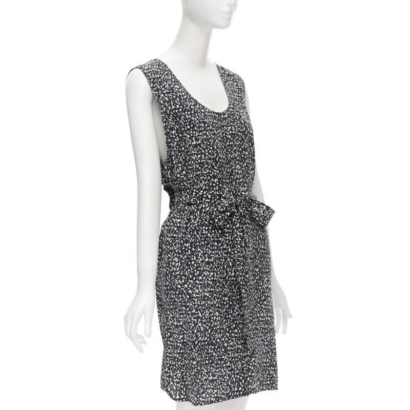 Marni MARNI 100% silk black white abstract button belted sheath dress IT38 XS Size XS / US 0-2 / IT 36-38 - 4 Thumbnail