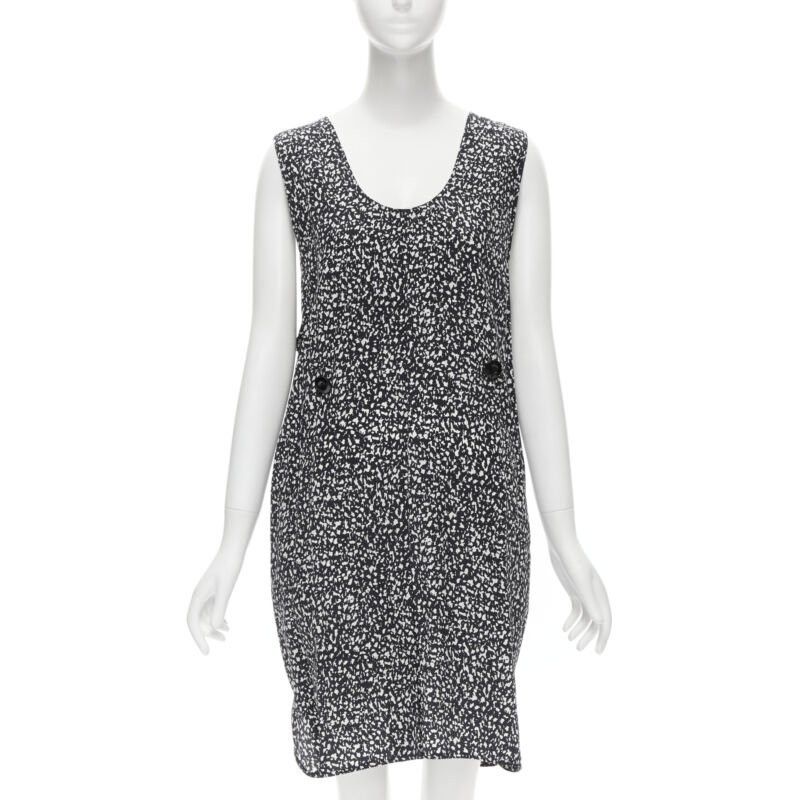 Marni MARNI 100% silk black white abstract button belted sheath dress IT38 XS Size XS / US 0-2 / IT 36-38 - 3 Thumbnail