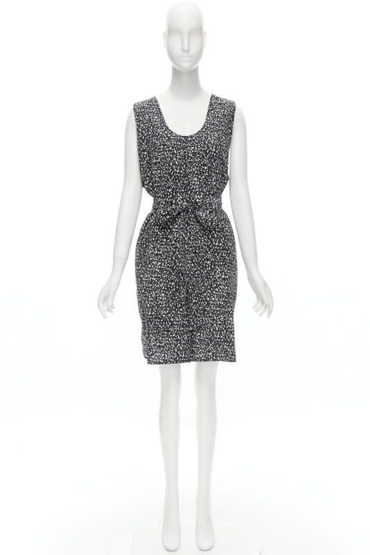 Marni MARNI 100% silk black white abstract button belted sheath dress IT38 XS Size XS / US 0-2 / IT 36-38 - 12 Thumbnail