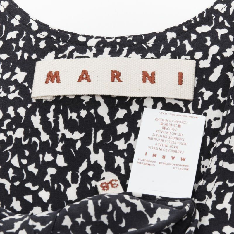 Marni MARNI 100% silk black white abstract button belted sheath dress IT38 XS Size XS / US 0-2 / IT 36-38 - 11 Thumbnail