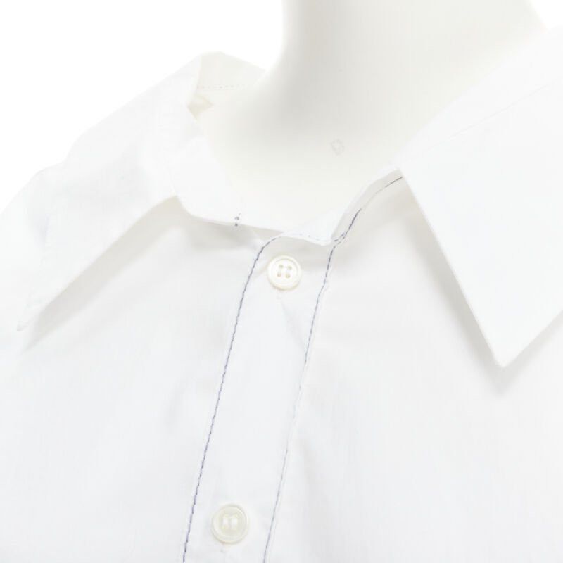 Marni MARNI white cotton blue stitching deconstructed collar oversized shirt IT36 XS Size XS / US 0-2 / IT 36-38 - 7 Thumbnail