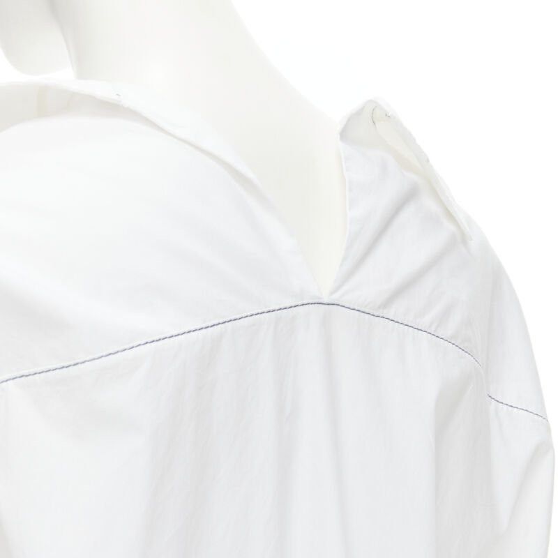 Marni MARNI white cotton blue stitching deconstructed collar oversized shirt IT36 XS Size XS / US 0-2 / IT 36-38 - 2 Thumbnail