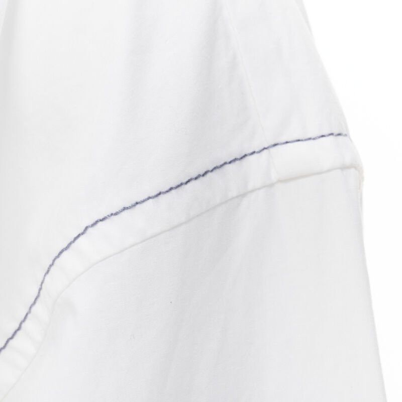 Marni MARNI white cotton blue stitching deconstructed collar oversized shirt IT36 XS Size XS / US 0-2 / IT 36-38 - 9 Thumbnail