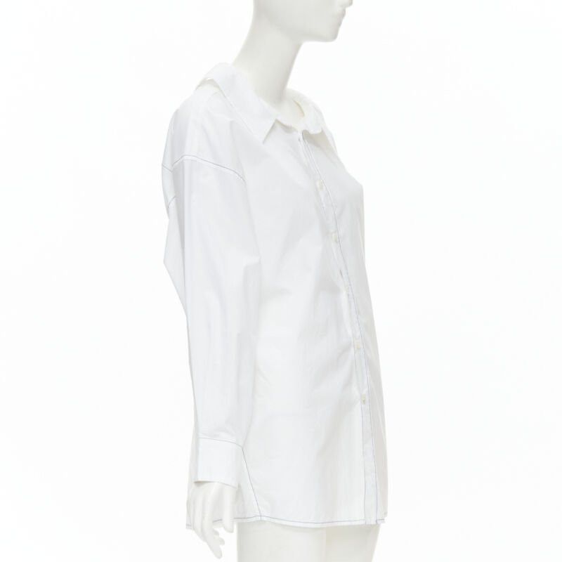 Marni MARNI white cotton blue stitching deconstructed collar oversized shirt IT36 XS Size XS / US 0-2 / IT 36-38 - 3 Thumbnail
