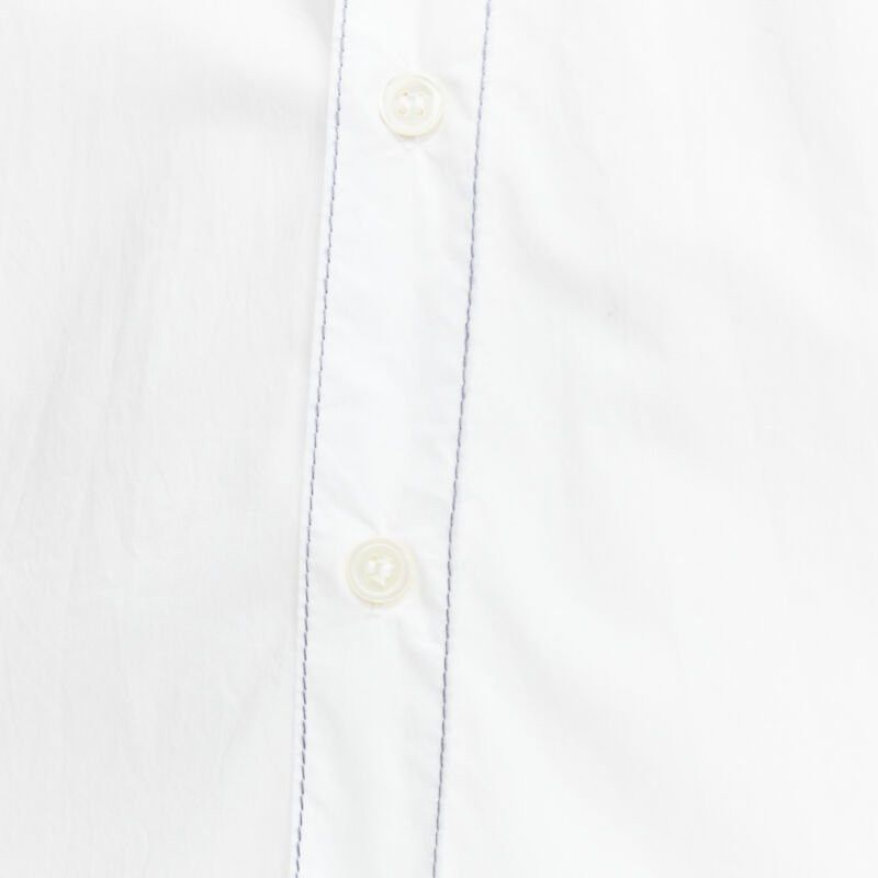 Marni MARNI white cotton blue stitching deconstructed collar oversized shirt IT36 XS Size XS / US 0-2 / IT 36-38 - 10 Thumbnail
