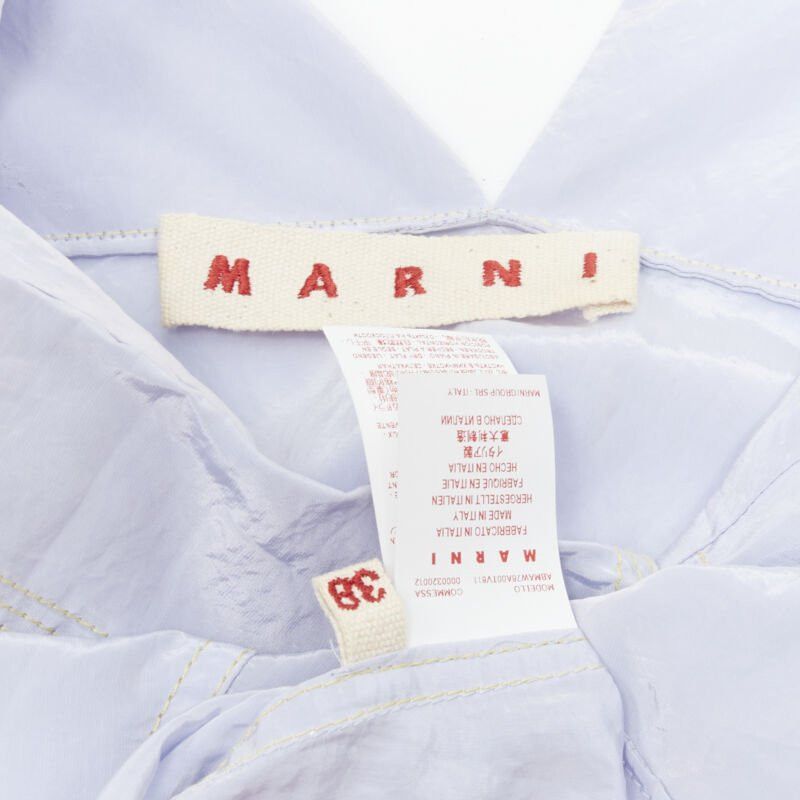 Marni MARNI light blue yellow overstitching crinkled viscose round boxy dress IT38 XS Size XS / US 0-2 / IT 36-38 - 11 Thumbnail