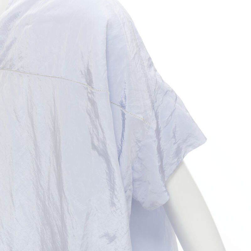 Marni MARNI light blue yellow overstitching crinkled viscose round boxy dress IT38 XS Size XS / US 0-2 / IT 36-38 - 9 Thumbnail