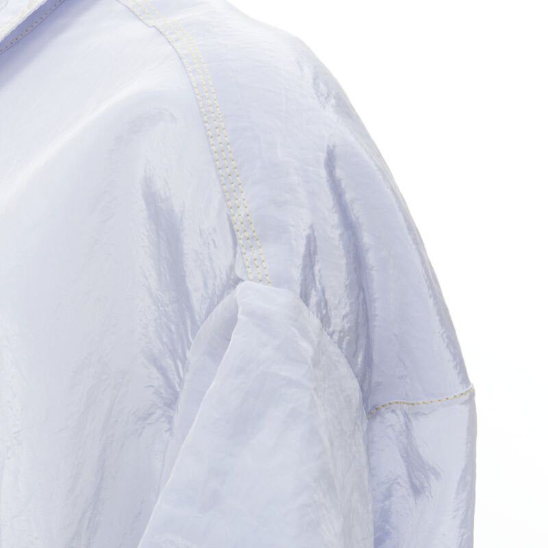 Marni MARNI light blue yellow overstitching crinkled viscose round boxy dress IT38 XS Size XS / US 0-2 / IT 36-38 - 10 Thumbnail