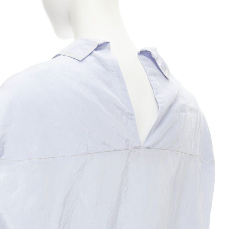 Marni MARNI light blue yellow overstitching crinkled viscose round boxy dress IT38 XS Size XS / US 0-2 / IT 36-38 - 7 Thumbnail