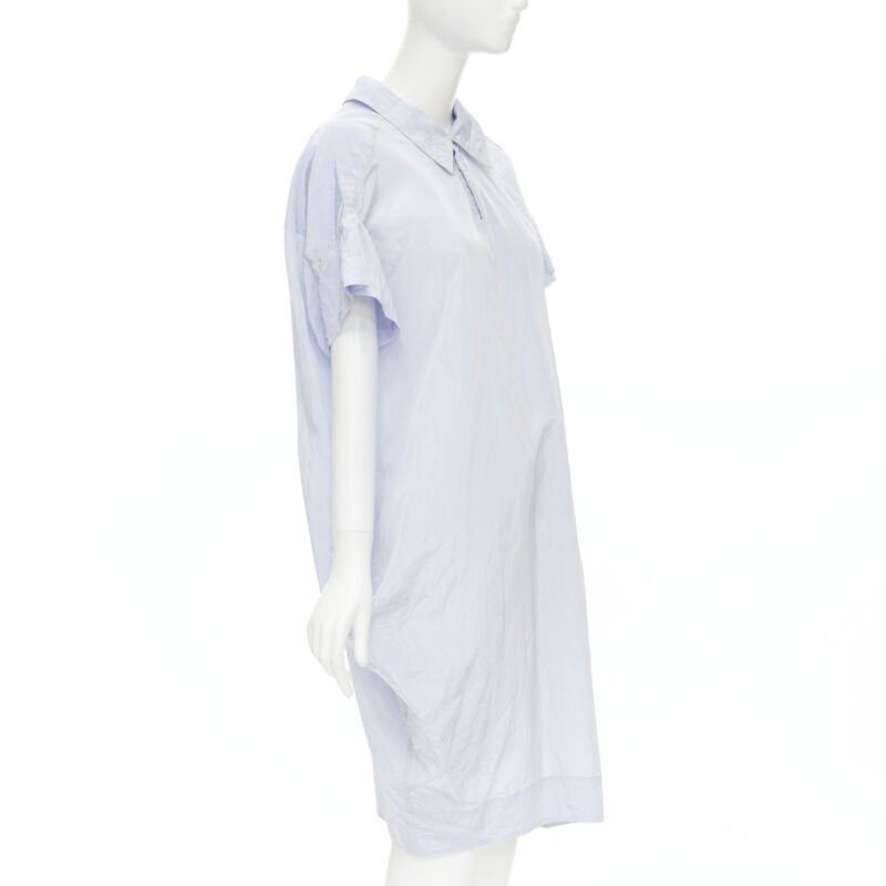 Marni MARNI light blue yellow overstitching crinkled viscose round boxy dress IT38 XS Size XS / US 0-2 / IT 36-38 - 3 Thumbnail