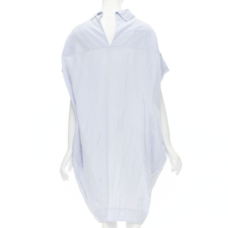 Marni MARNI light blue yellow overstitching crinkled viscose round boxy dress IT38 XS Size XS / US 0-2 / IT 36-38 - 5 Thumbnail
