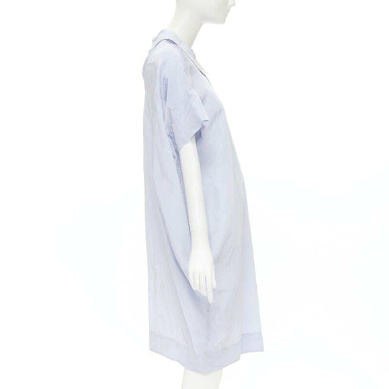Marni MARNI light blue yellow overstitching crinkled viscose round boxy dress IT38 XS Size XS / US 0-2 / IT 36-38 - 4 Thumbnail