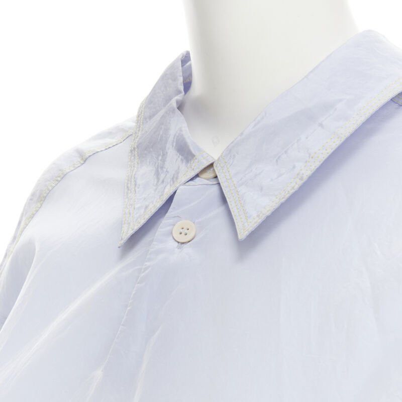 Marni MARNI light blue yellow overstitching crinkled viscose round boxy dress IT38 XS Size XS / US 0-2 / IT 36-38 - 2 Thumbnail