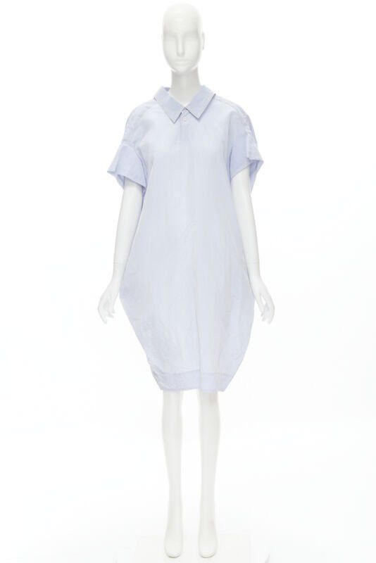 Marni MARNI light blue yellow overstitching crinkled viscose round boxy dress IT38 XS Size XS / US 0-2 / IT 36-38 - 12 Thumbnail