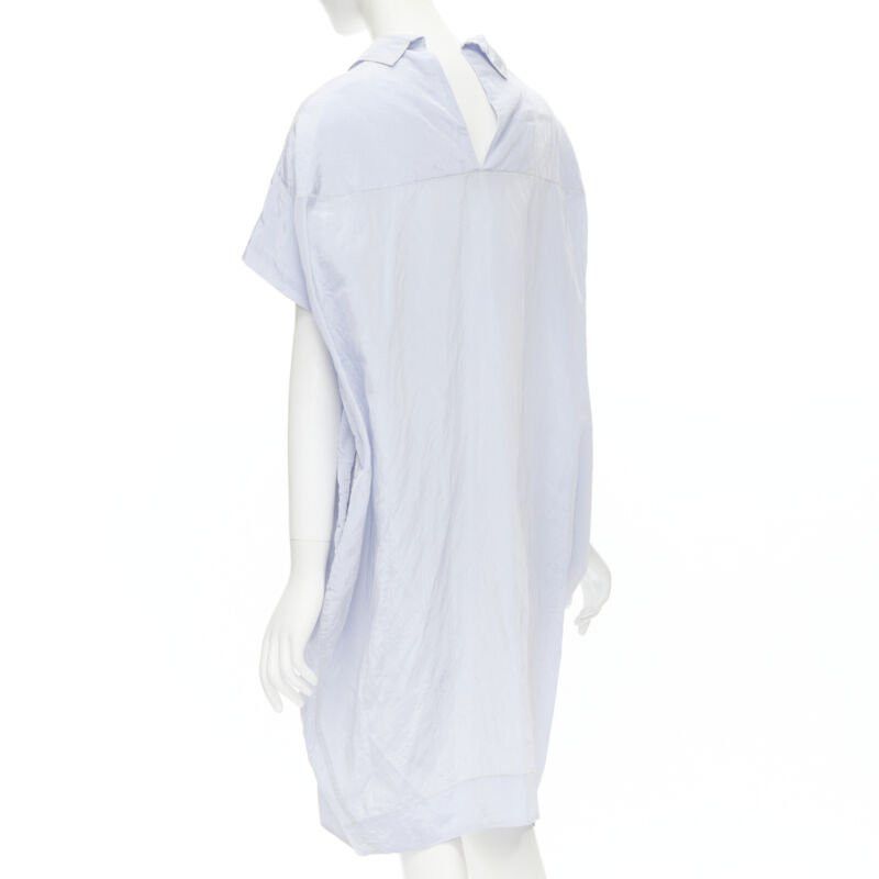 Marni MARNI light blue yellow overstitching crinkled viscose round boxy dress IT38 XS Size XS / US 0-2 / IT 36-38 - 6 Thumbnail