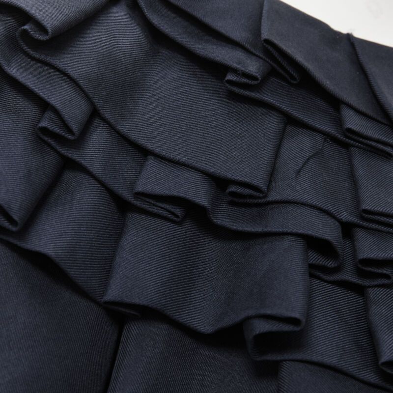 Marni MARNI navy blue 100% silk ruffle neckline short sleeve silk dress IT38 XS Size XS / US 0-2 / IT 36-38 - 8 Thumbnail